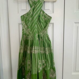 Anthropology Green Patterned Dress